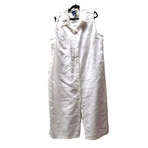 Vtg Venezia Linen Blend Maxi Button Sleeveless Collared Front Shirt Dress 20/24